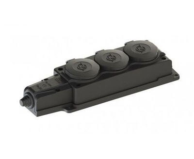 Колодка ОУ тройная 3 гнезда с заглушкой каучук 2P+PE 1x16A 220-240V IP54 NE-AD (Турция)