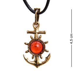 AM-1230 Подвеска «Якорь» (латунь, янтарь)
