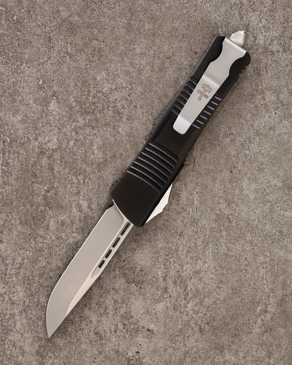 Автоматический складной нож SteelBro Troodon S/E Stonewash VG-10 139-10 (черный)