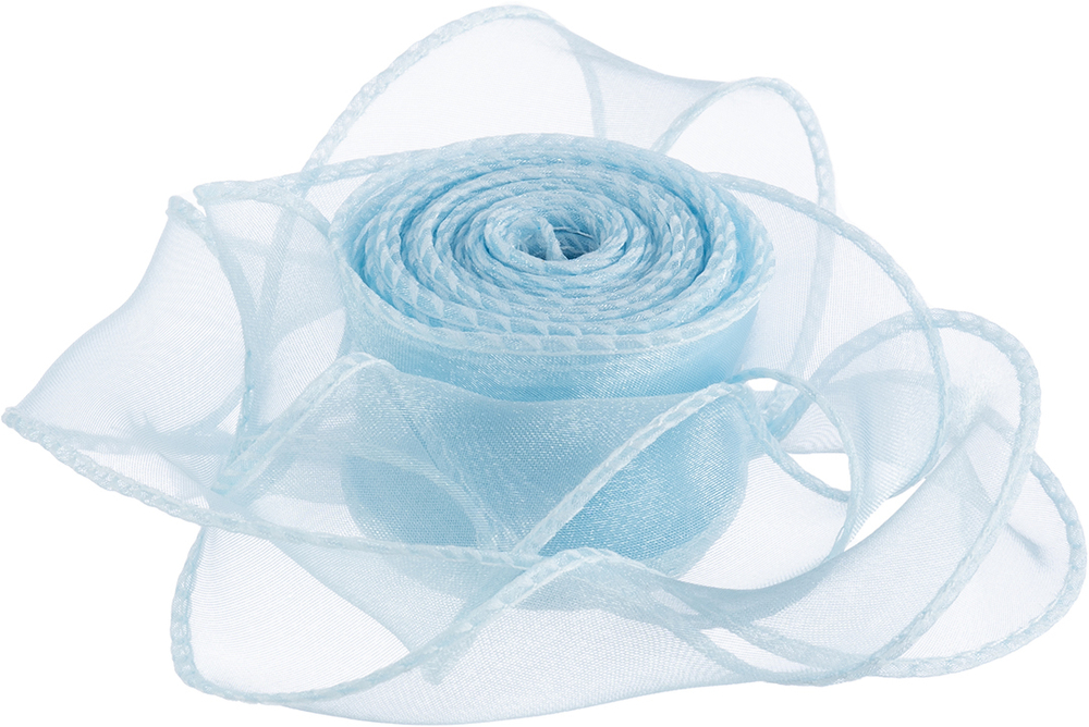 Лента декоративная (4 см*9,14 м) Органза с леской, Голубой, 1 шт., 6233850