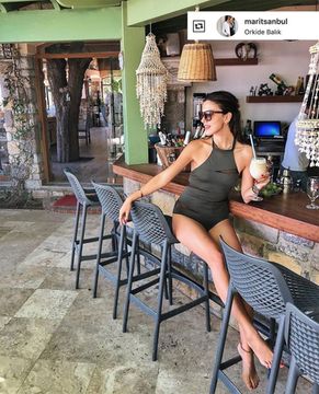 Стул пластиковый полубарный Air Bar 65 темно-серый