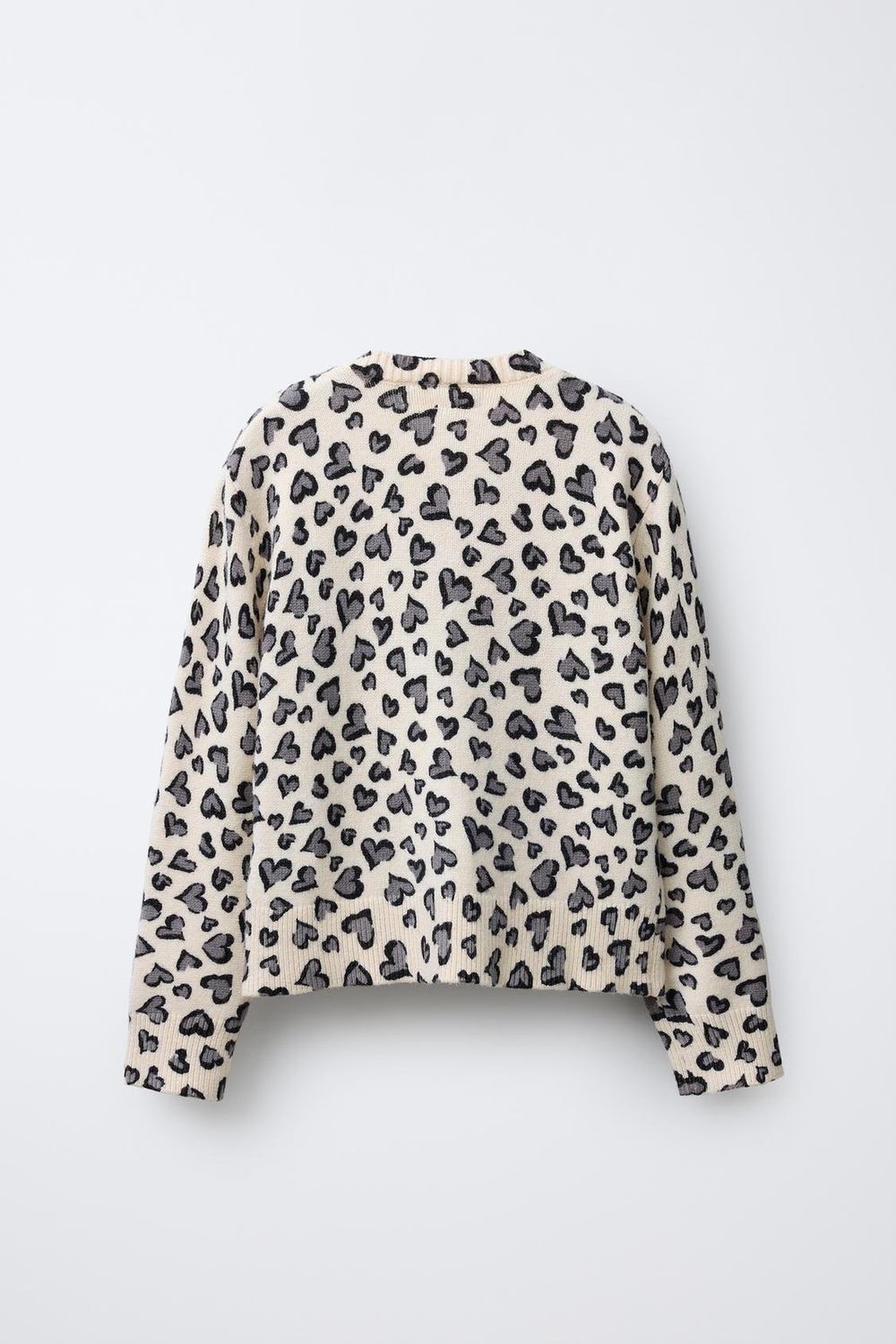 ZARA ВЯЗАНЫЙ КАРДИГАН «СЕРДЦА», ЭКРЮ МЕЛАНЖ