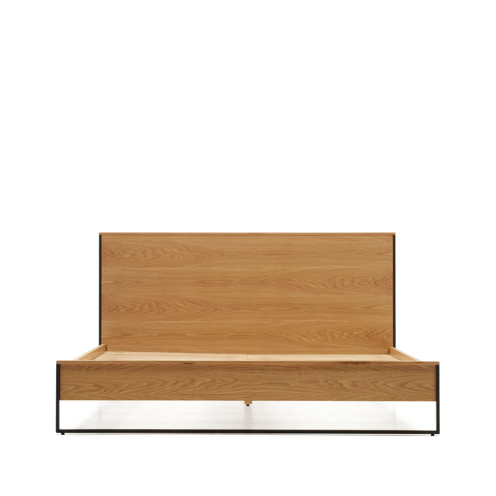 Taiana Кровать из шпона дуба со стальными ножками в черной отделке 160 x 200 см