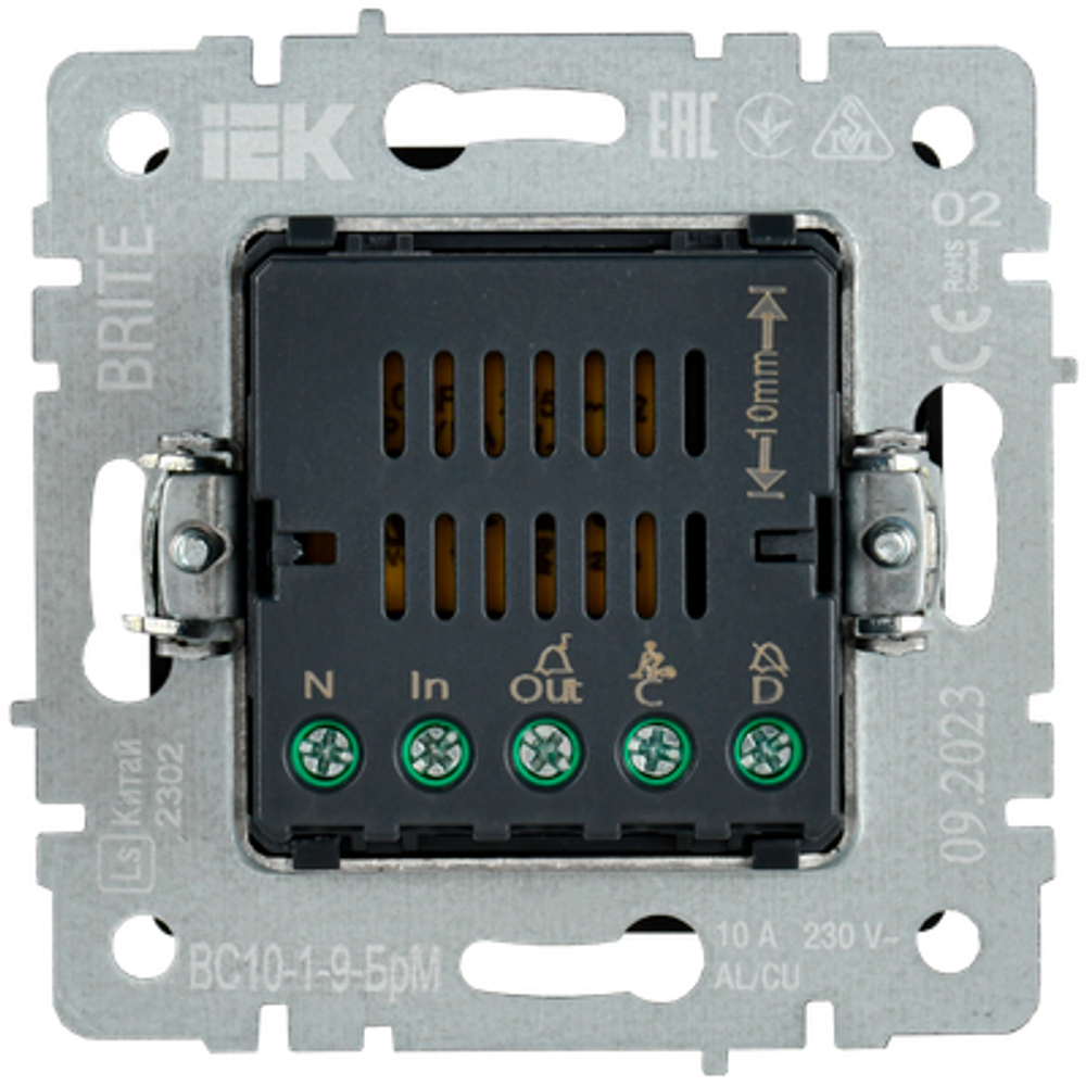 BRITE Кнопка звонка с индикацией для отелей 10А ВС10-1-9-БрМ маренго IEK