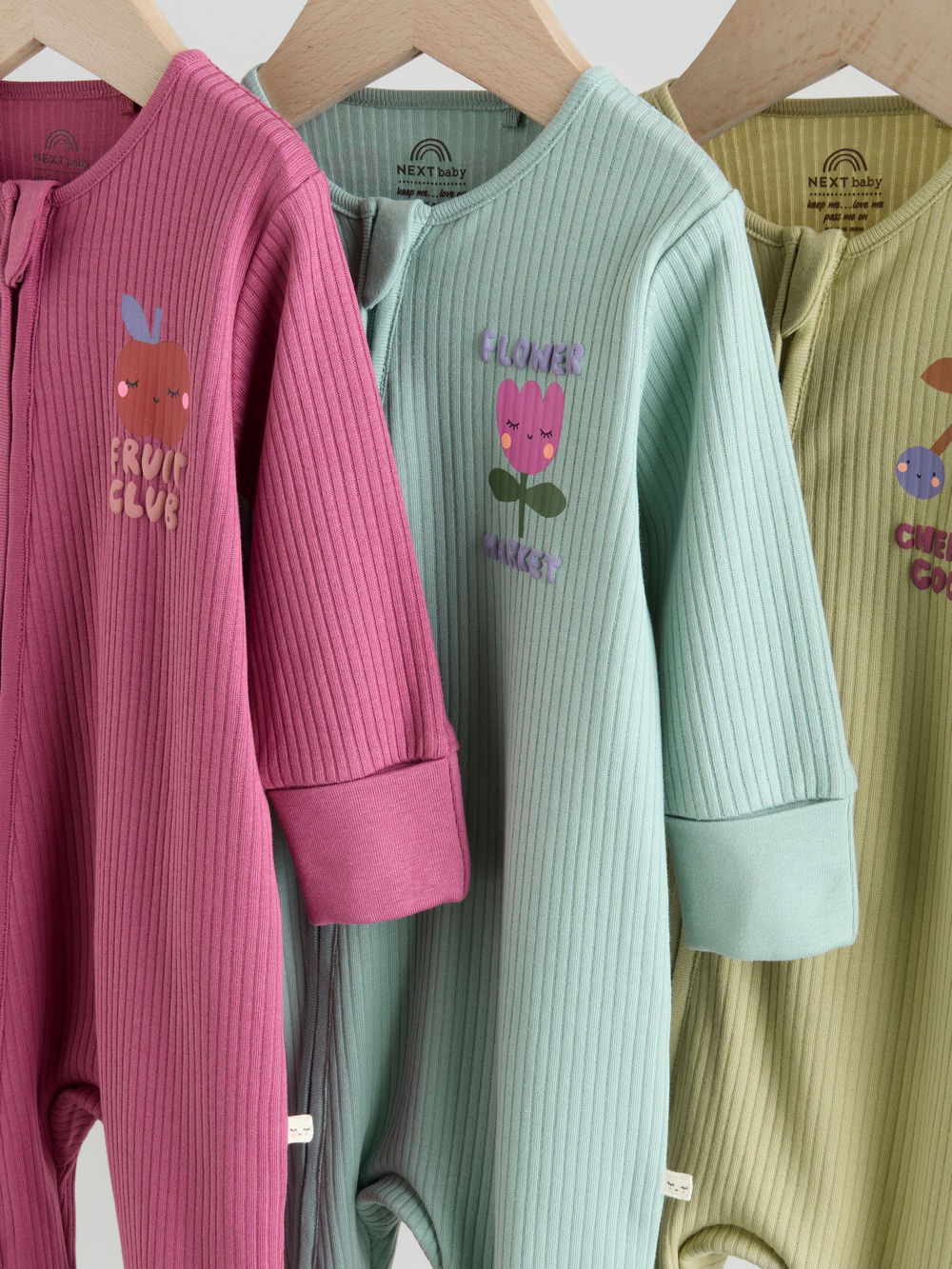 Комбинезон / Cлип для малышей Next F35-896, 3 шт., Розовый, Голубой, Светло-зеленый