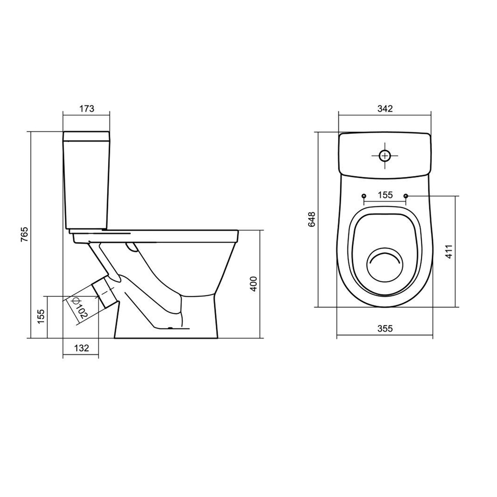 Унитаз-компакт "Уно" эконом (кос.в,ниж.под,2-реж.арм Вымпел,полип/лифт сид. пл. креп.) (Santek)