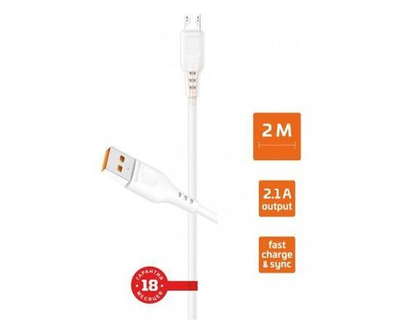 Кабель GoPower GP01M USB(A) - microUSB, 1м 2,4A ПВХ белый