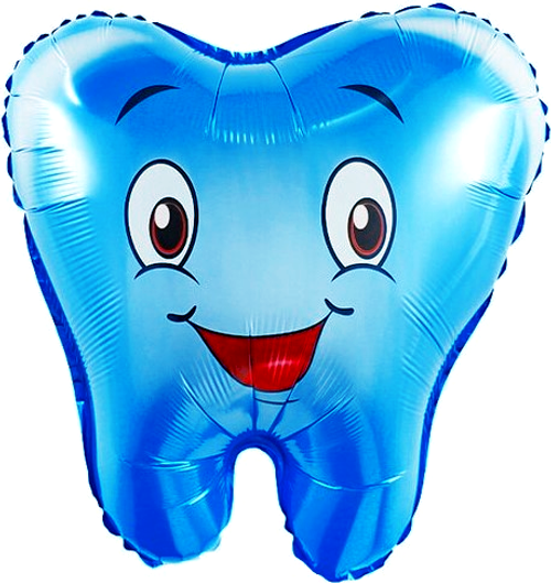 Шар (22''/56 см) Фигура, Зубик, Синий, 1 шт.