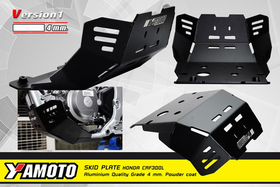 Yamoto Skid Plate for Honda CRF300L (2021-UP). Aluminium, 4mm. Black