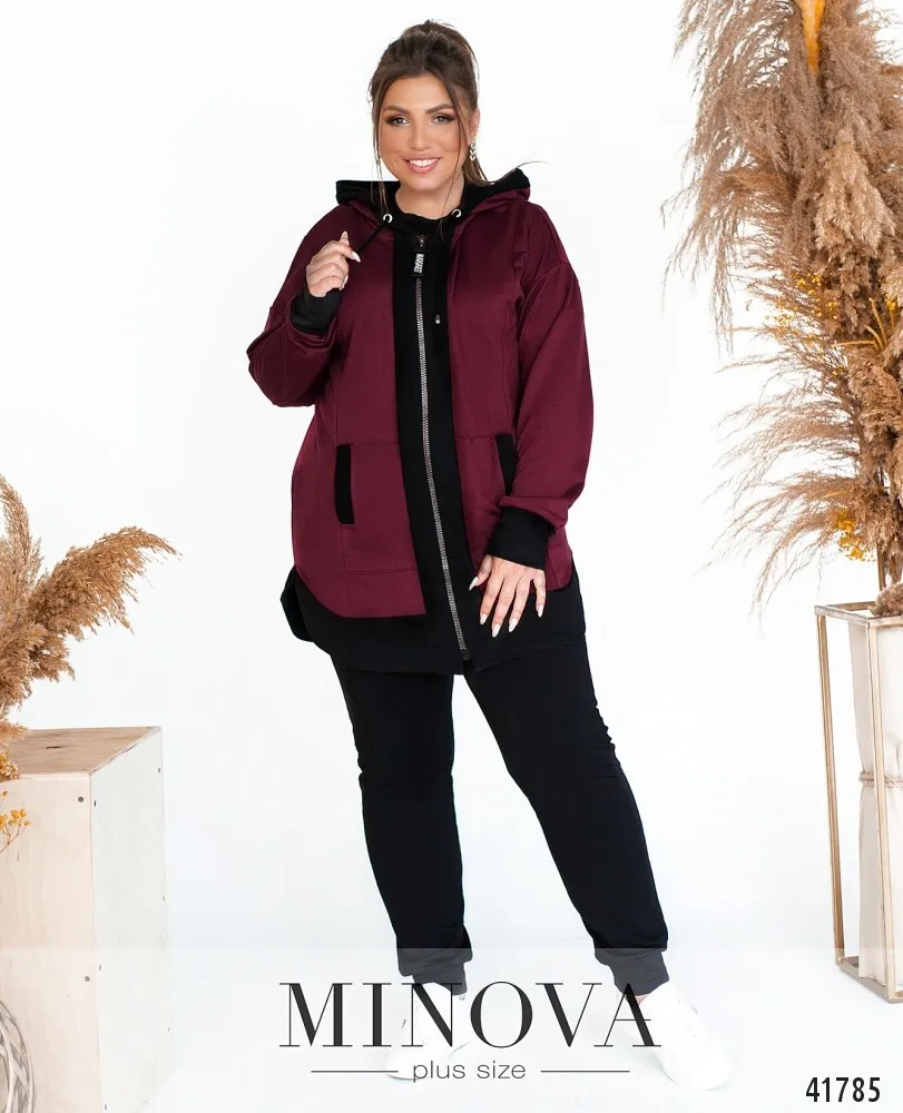 Костюм 17-228-черный-марсала Minova