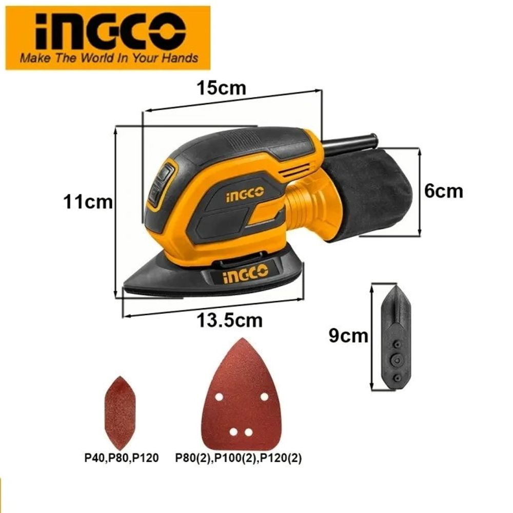Вибрационная дельтавидная шлифмашина 65Вт INGCO MS6505
