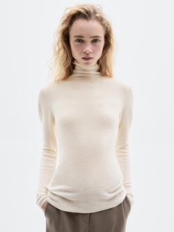 Massimo Dutti Водолазка из 100% кашемира - Limited Edition, натуральный/кремовый