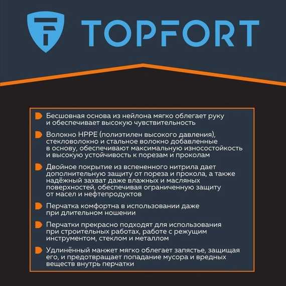 Перчатки с нитриловым покрытием для защиты от порезов Сполдер Нит Е TOPFORT