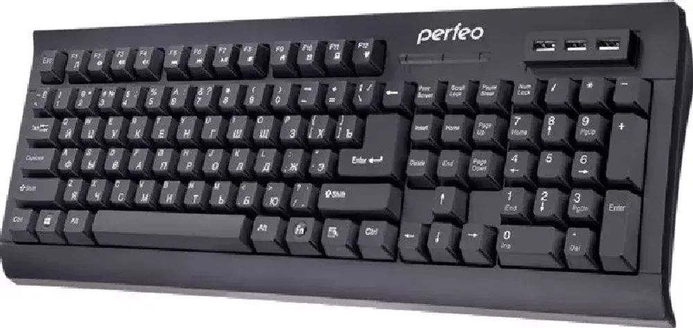 Perfeo клавиатура &quot;HUB-BIT&quot; Multimedia, 3 USB Station, чёрная (PF-855-HUB)
