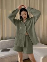 Костюм - пижама с шортами из муслина домашний оверсайз