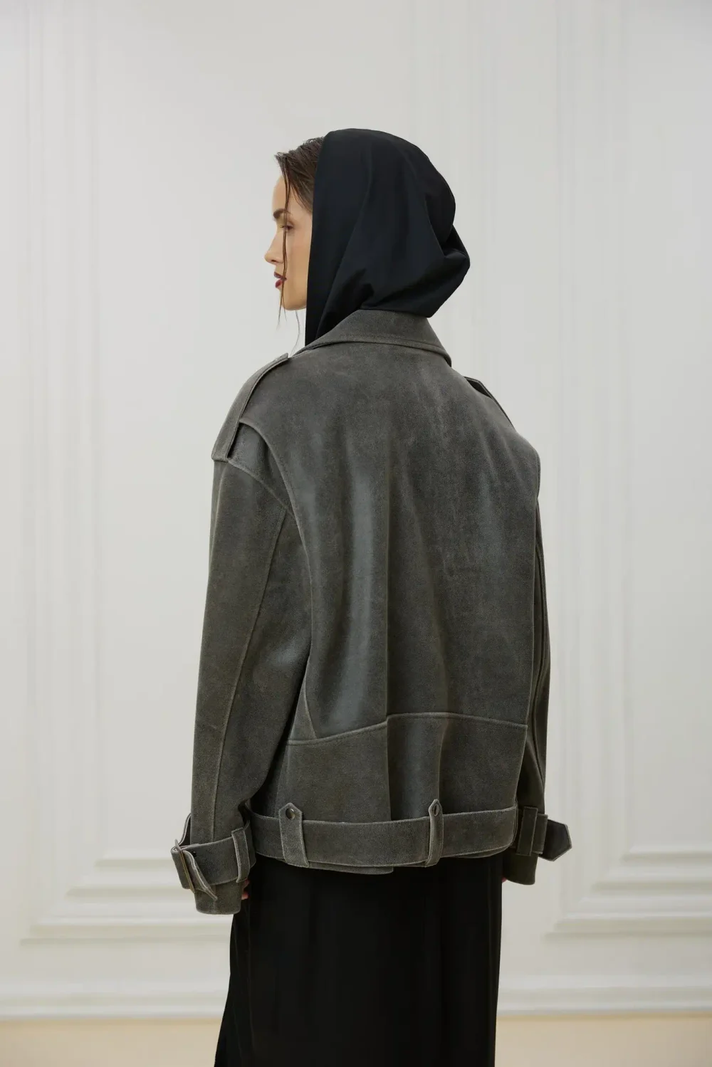 Косуха Oversize Vintage с ремешками, Серый