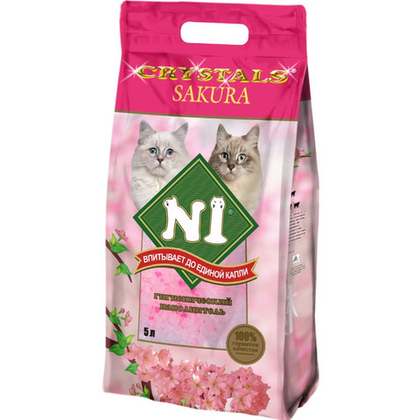 N1 CRYSTALS SAKURA Наполнитель силикагелевый с ароматом сакуры, 5 л