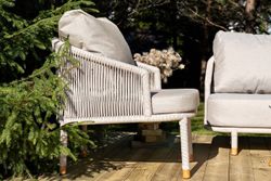 "Верона" лаунж-зона 5-местная плетеная из роупа (веревки), каркас алюминиевый белый, роуп бежевый