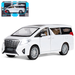 Модель 1:29 Toyota Alphard, белый, откр. передние и боковые, багажник, свет, звук