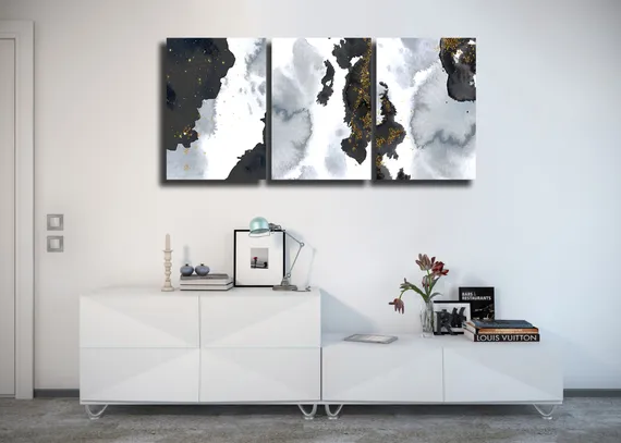 Модульная картина "Черно-белая акварель"