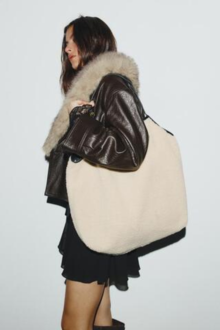 ZARA ДВУСТОРОННЯЯ СУМКА-ШОПЕР, ЧЕРНЫЙ