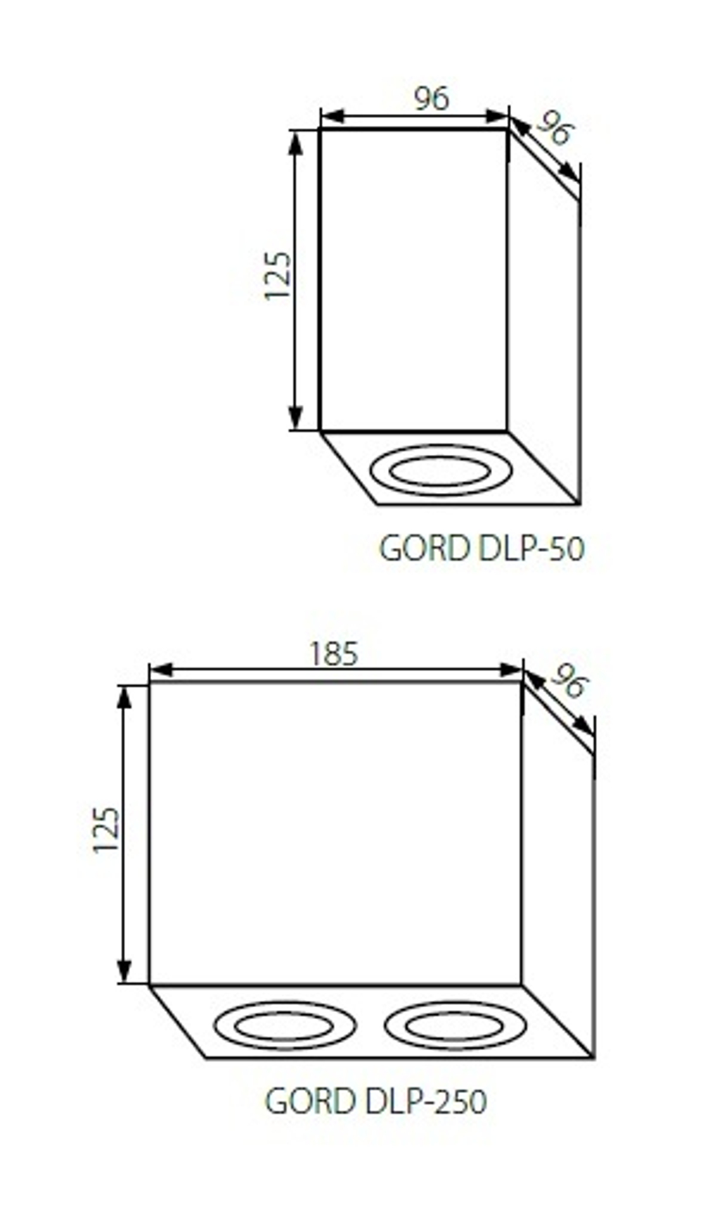 Cветильник потолочный накладной квадратный KANLUX GORD DLP 50-W GU10