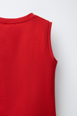 ZARA ОДНОТОННАЯ ФУТБОЛКА С КАРМАНОМ, КРАСНЫЙ