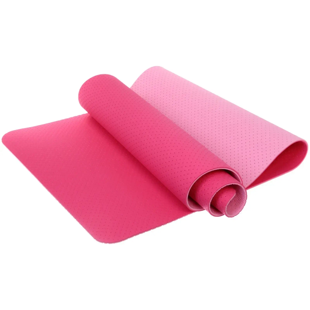 Коврик для йоги 6 мм 183х61 см «Sports time» перфорированный (ТРЕ), св.розовый/розовый