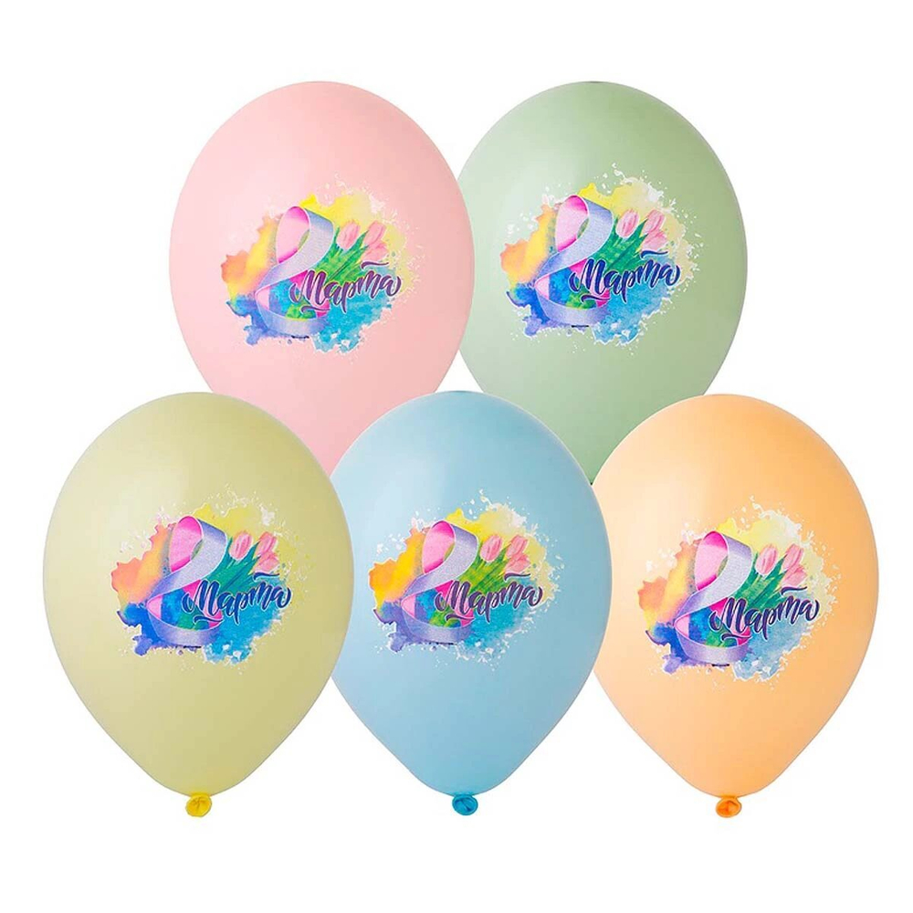 Шар с рисунком, 8 Марта Тюльпаны, 35 см