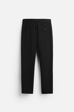 ZARA БРЮКИ КОМФОРТНОЙ ПОСАДКИ ИЗ РЕЛЬЕФНОЙ ТКАНИ, ЧЕРНЫЙ