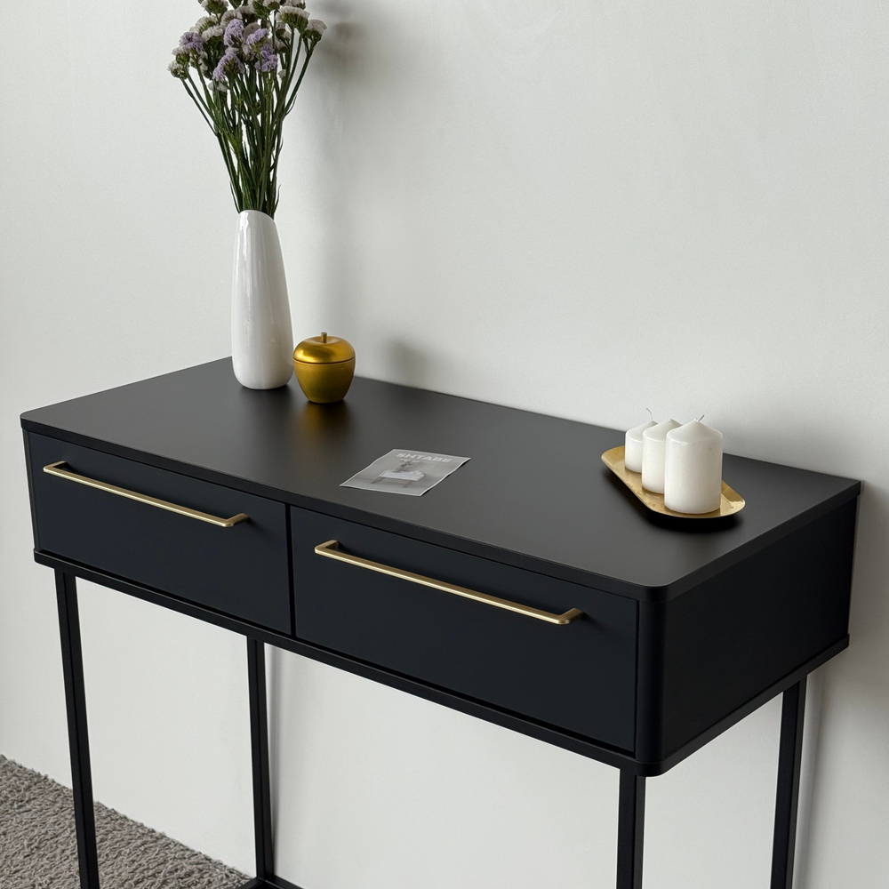 Туалетный столик консоль ROYAL 5211 эко (Черный-Черный-р.золото)