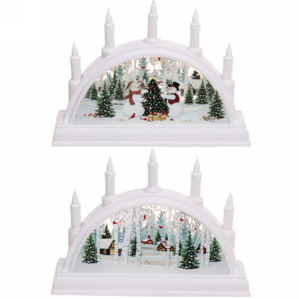 Сувенир с подсветкой «Сказочные снеговики со свечами» 15,5*4*9,5 см