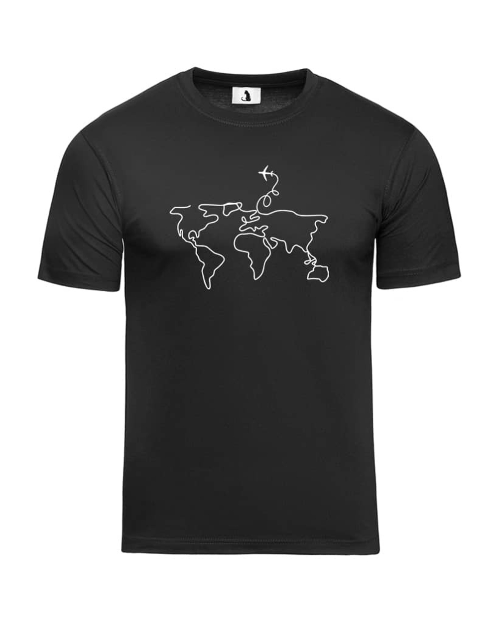 Футболка с самолетом Карта мира мужская черная