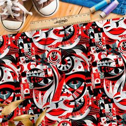 Ткань премиум шелк искусственный Армани графический стиль