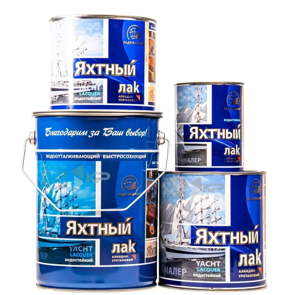 Лак яхтный для дерева глянцевый бесцветный 0.9л, РАДУГАМАЛЕР / быстросохнущий, высокопрочный, атмосферостойкий, водостойкий, устойчив к УФ - излучению