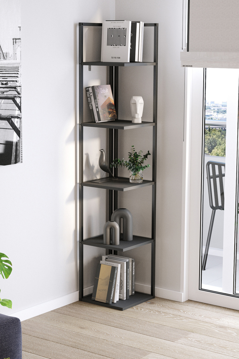 Угловой стеллаж SELANIK 180х35 - антрацит