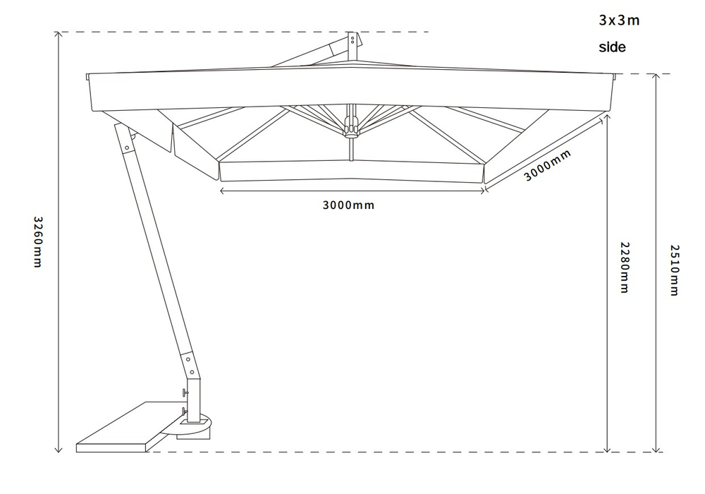 "Корсика" зонт уличный 3х3м на боковой алюминиевой опоре, цвет под дерево