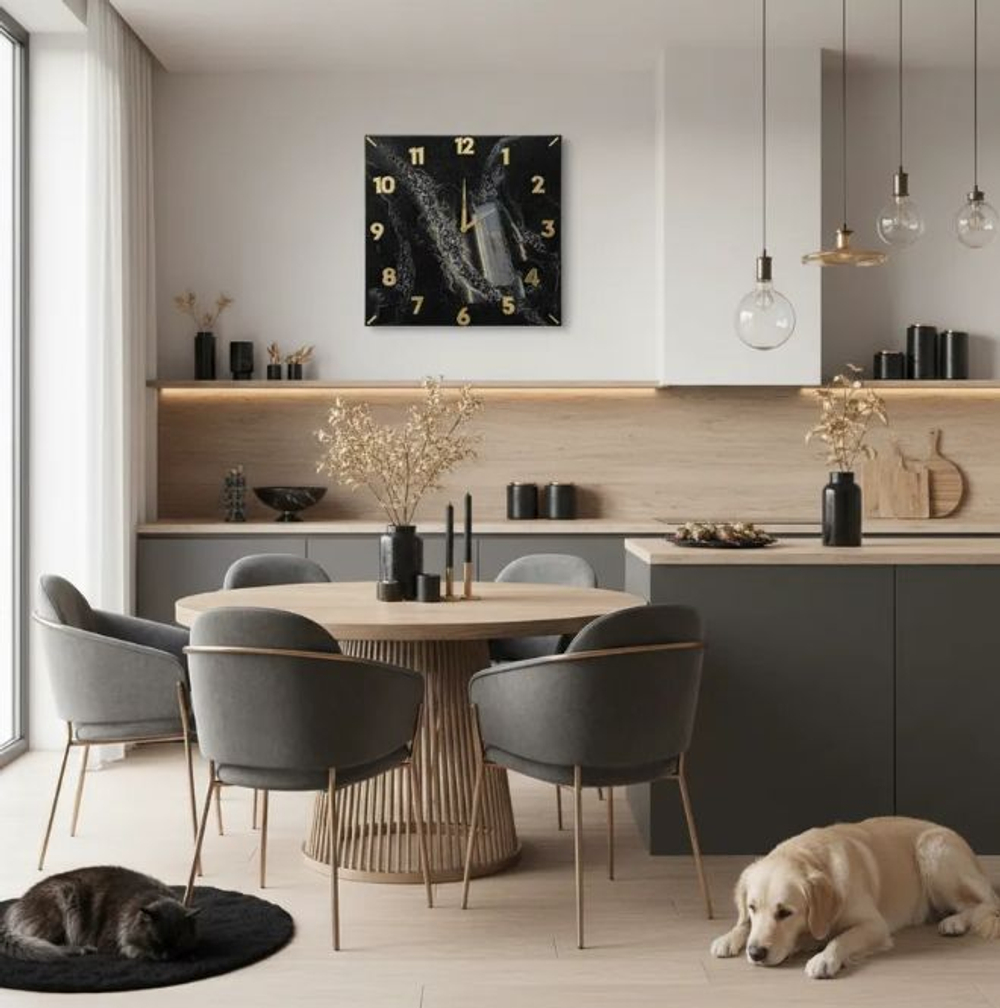 Подарочные часы — эпоксидная смола, мрамор, ручная работа