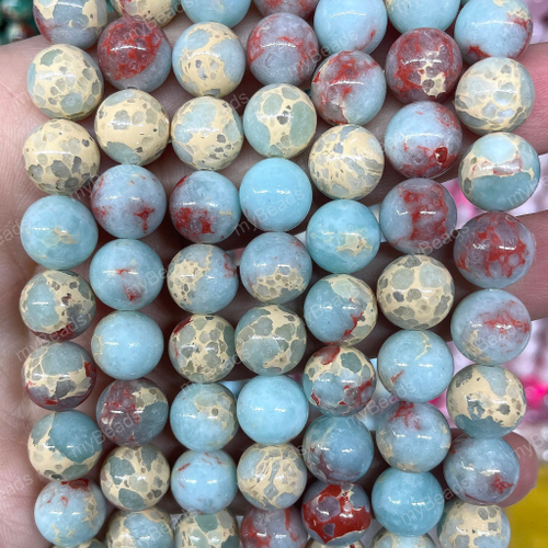 Яшма Варисцит (имитация голубая) 10 мм, бусины - шарики