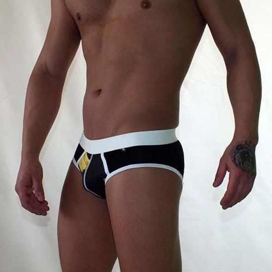 Мужские трусы брифы черные с принтом Van Baam