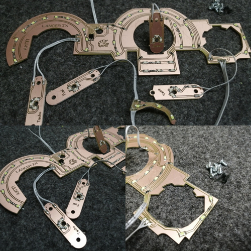 Светодиодная плата для панели Mitsubishi Lancer 9 на АКПП (Голубые шкалы и дисплей, красные стрелки)