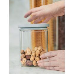 Банка для хранения квадратная Vacuum Glass, 1 л, светло-серая