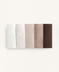 OYSHO Набор из 5 пар классических трусов из хлопковой смеси, бежевый