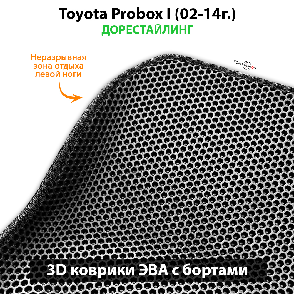 Передние автомобильные коврики ЭВА с бортами для Toyota Probox I (02-14г.) дорестайлинг