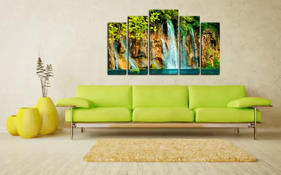 Модульная картина "Горный водопад"