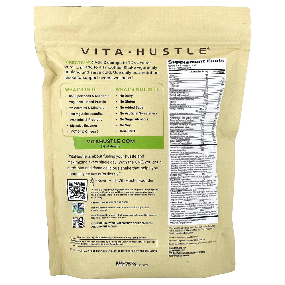 VitaHustle, One Superfood Protein, ванильный вкус, 616 г (1,35 фунта)