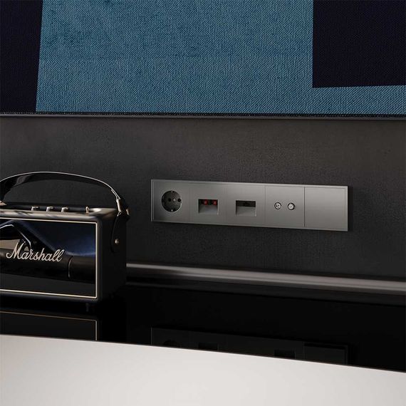 Розетка телевизионнная встраиваемая Voltum S70 оконечная TV+SAT, (титан) VLS060406