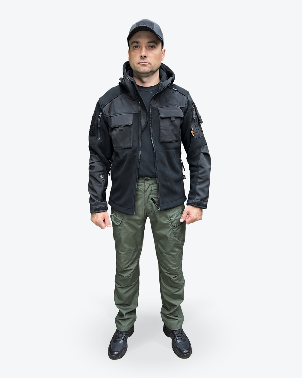 Флисовая кофта с капюшоном, Черный