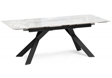 Керамический стол Woodville Хилбри 140(200)х80х76 statuario cara, черный, ножки черные