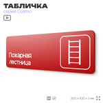 Табличка Пожарная лестница, для офиса, кафе, фитнес-клуба, магазина, отеля, 30 х 10 см черная, Айдентика Технолоджи